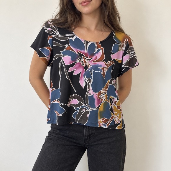 In Cahoots Tops - In Cahoots Multicolor Floral Print Short Sleeve Top Medium Fairycore Y2K